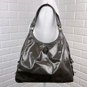 COACH Maggie Graphite Gray Patent Leather Purse Shoulder Bag Handbag